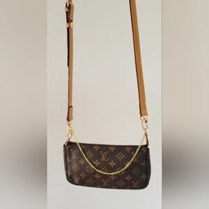 Louis Vuitton Brown Crossbody Bag with Gold Accents